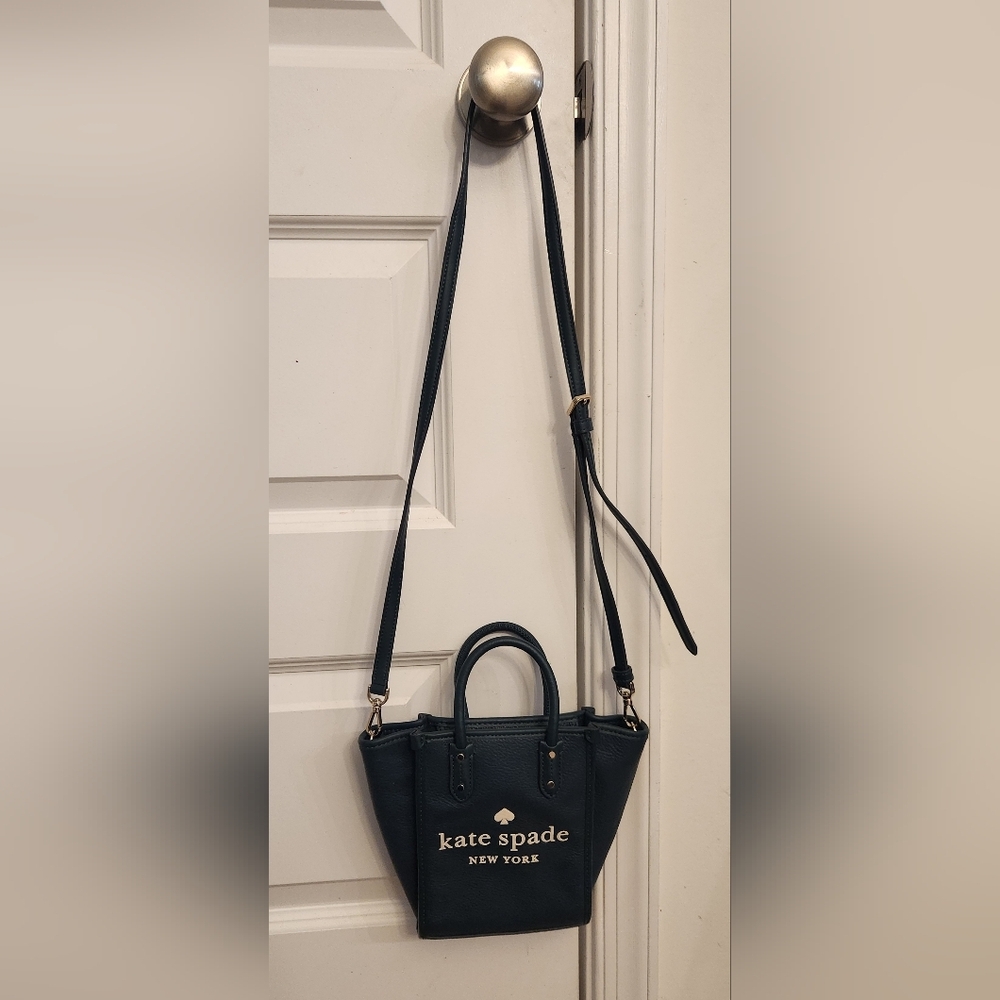 Kate Spade New York Ella Mini Tote Crossbody Pebbled Leather Green #NN - Picture 3 of 6